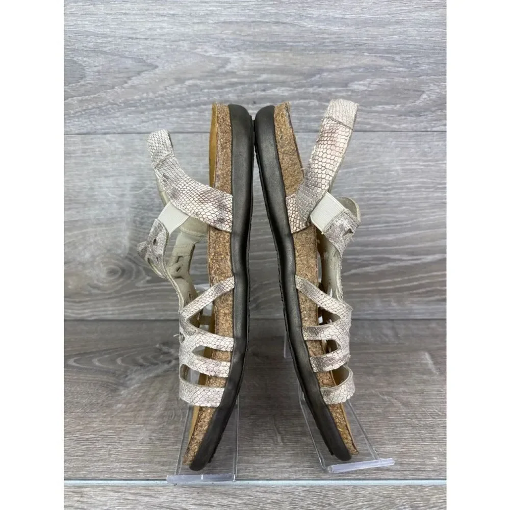 Naot Rebecca Women’s Sz 9/EU 40 Metallic Beige Snakeskin Print Leather Sandal
